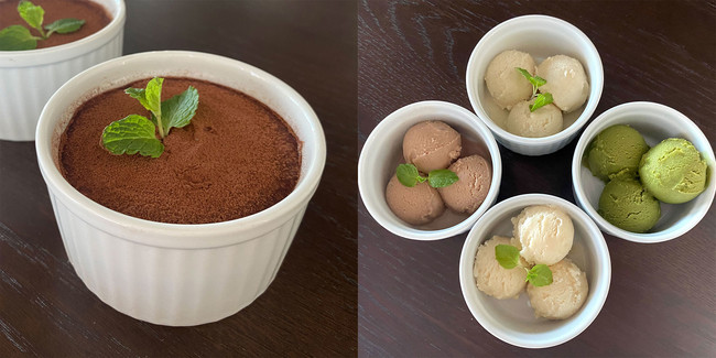 みなとみらい・haishop cafe、植物性の「ヴィーガングラタン」他4種の新メニューが登場のサブ画像3_（左）ヴィーガンティラミス、（右）ヴィーガンアイス