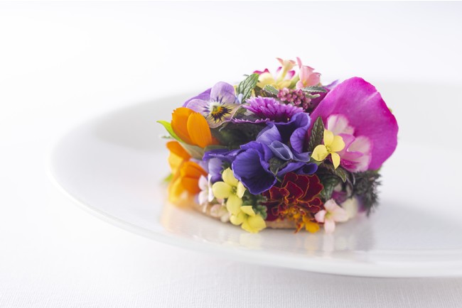 イノベーティブイタリアン『FARO(ファロ)』がお届けする　2月の“黒トリュフ”スペシャルディナーのサブ画像5_シェフパティシエ 加藤峰子のスペシャリテ”花のタルト” 　季節の花とハーブでお届けします。