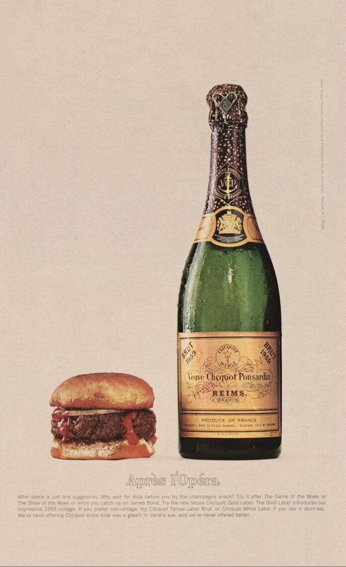 創業250周年を祝い、1964年のアイコニックなポスターからインスパイアされたVeuve Clicquot バーガーペアリングのメイン画像