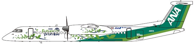 【搭載機拡大】青森の廃棄りんごを原料とした純国産ヴィーガンレザー『RINGO-TEX』(リンゴテックス)が、ANAの特別塗装機「ANA Green Jet」DHC8-Q400 型機に搭載のサブ画像1